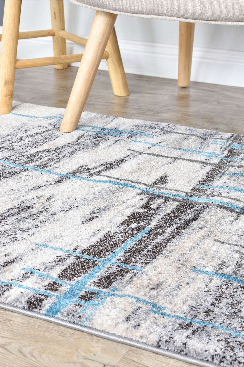 Medieval Primitive Grey Turquoise Rug