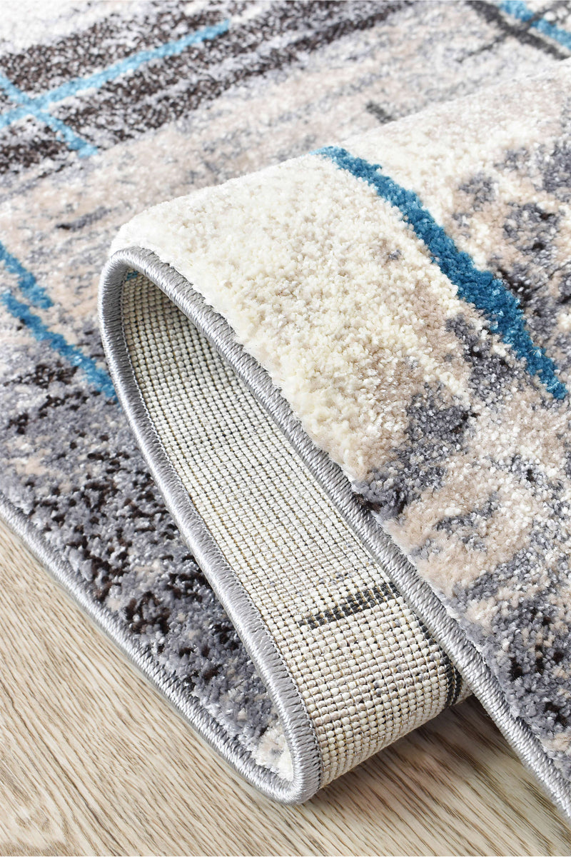 Medieval Primitive Grey Turquoise Rug