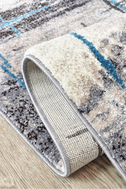 Medieval Primitive Grey Turquoise Runner Rug