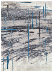 Medieval Primitive Grey Turquoise Rug