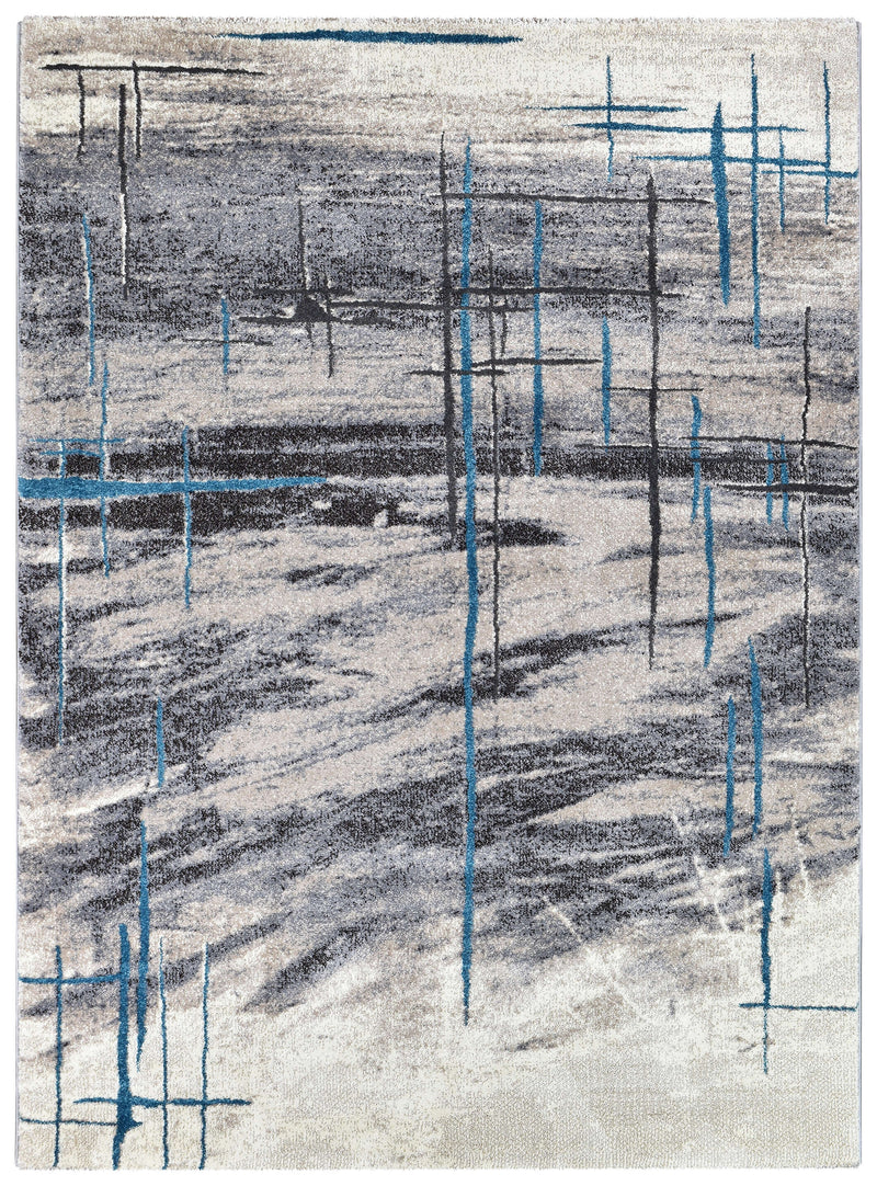 Medieval Primitive Grey Turquoise Rug