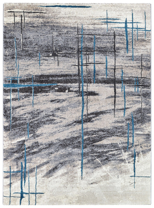 Medieval Primitive Grey Turquoise Rug