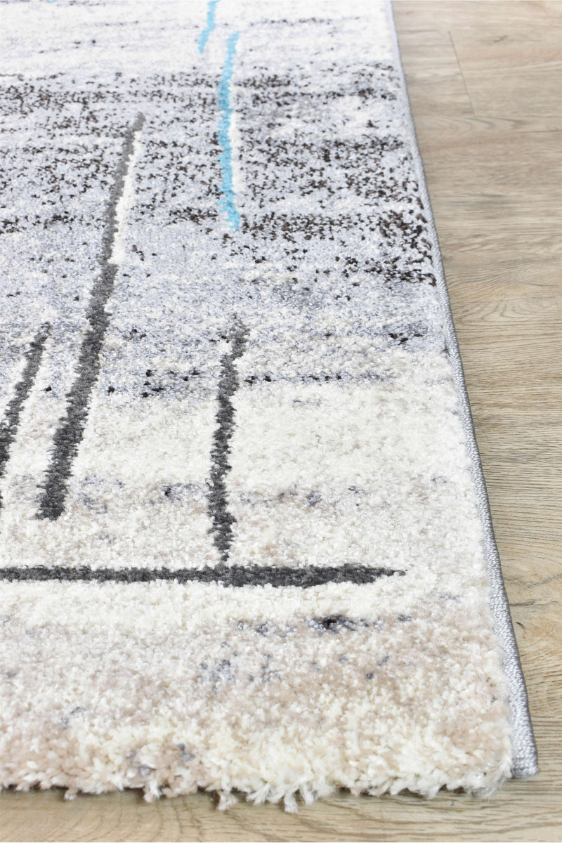 Medieval Primitive Grey Turquoise Rug