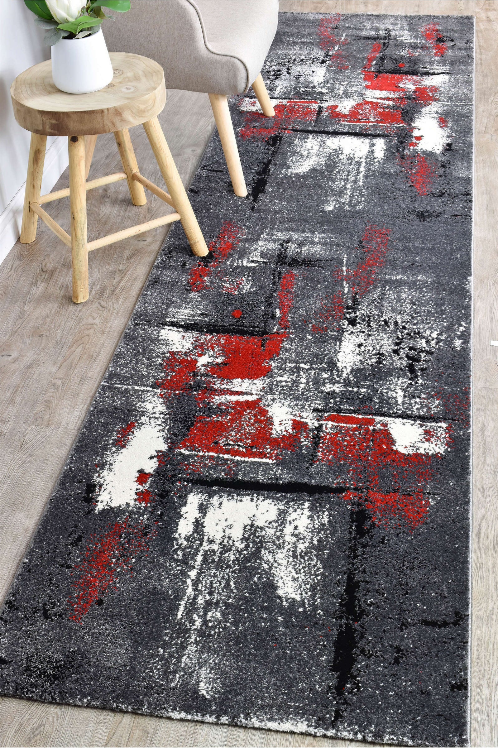 Medieval Gothic Grey Red Rug — SydneyRugsOnline