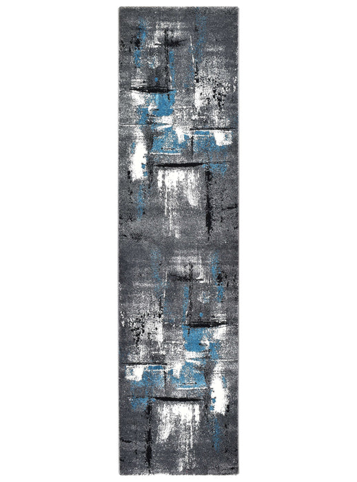 Medieval Gothic Grey Turquoise Runner Rug