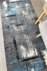 Medieval Gothic Grey Turquoise Rug