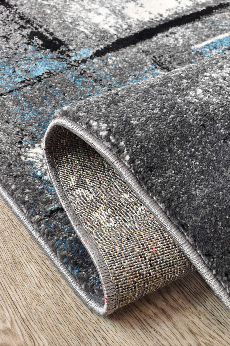 Medieval Gothic Grey Turquoise Runner Rug