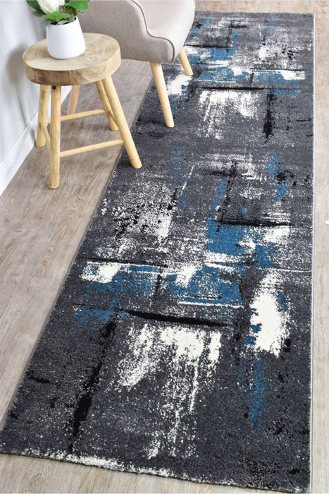 Medieval Gothic Grey Turquoise Runner Rug