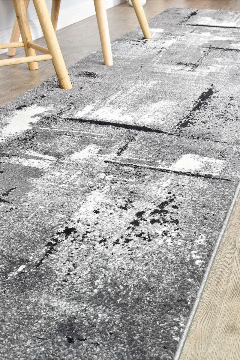 Medieval Gothic Light Grey Dark Grey Runner Rug