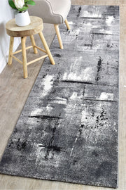 Medieval Gothic Light Grey Dark Grey Runner Rug