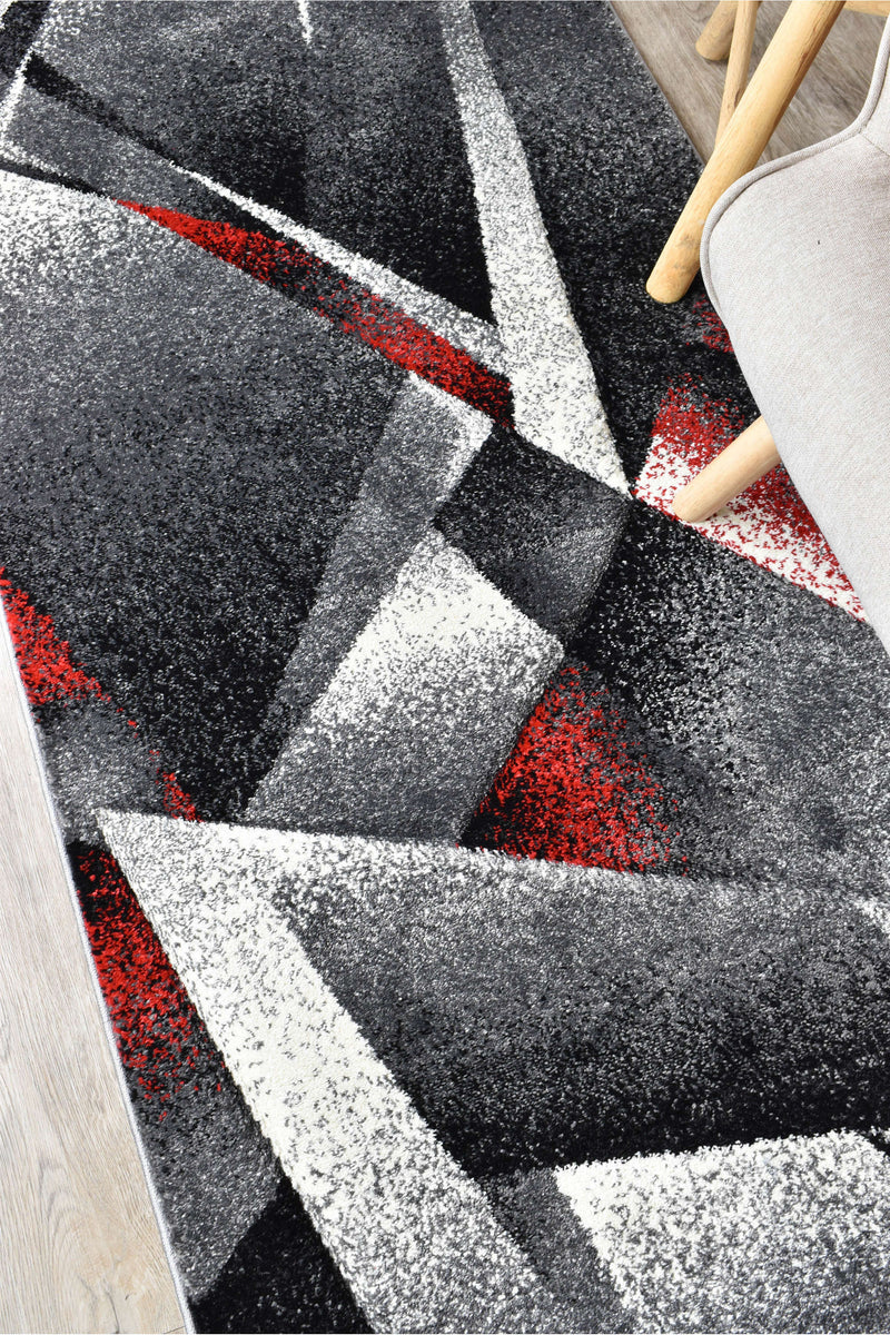 Medieval Archaic Grey Red Rug