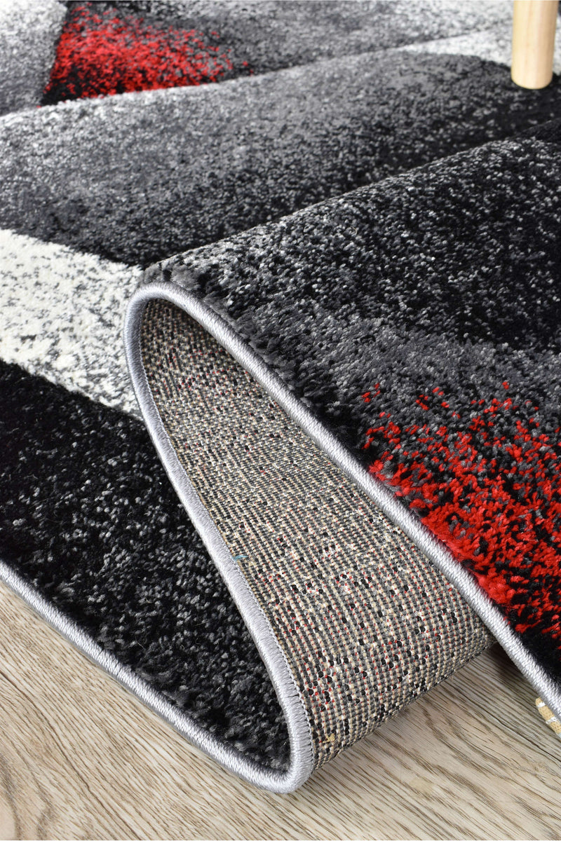 Medieval Archaic Grey Red Rug