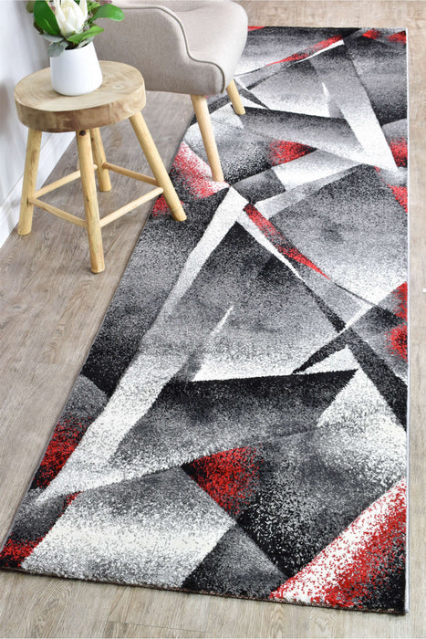 Medieval Archaic Grey Red Runner Rug