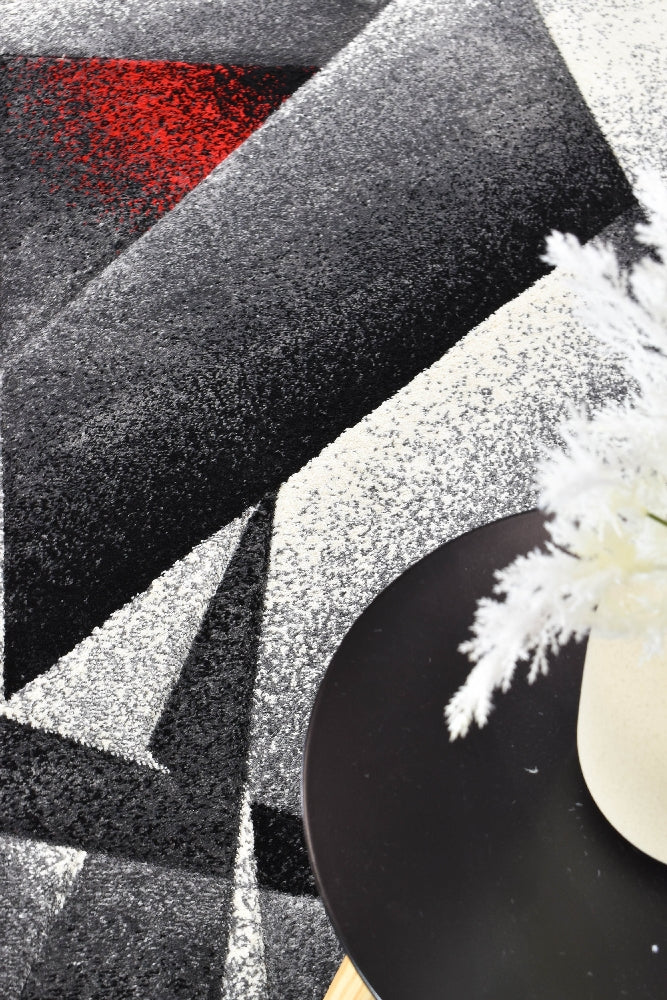 Medieval Archaic Grey Red Rug