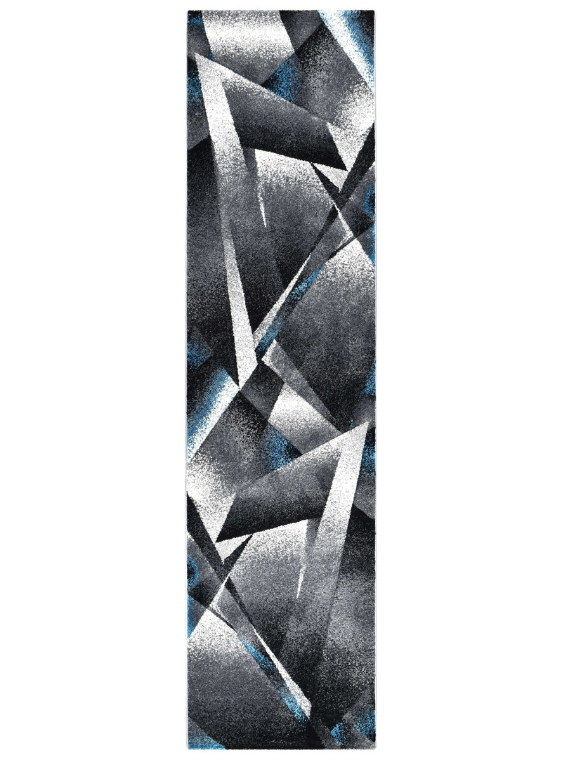 Medieval Archaic Grey Turquoise Runner Rug