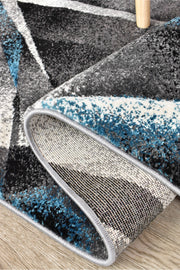 Medieval Archaic Grey Turquoise Runner Rug