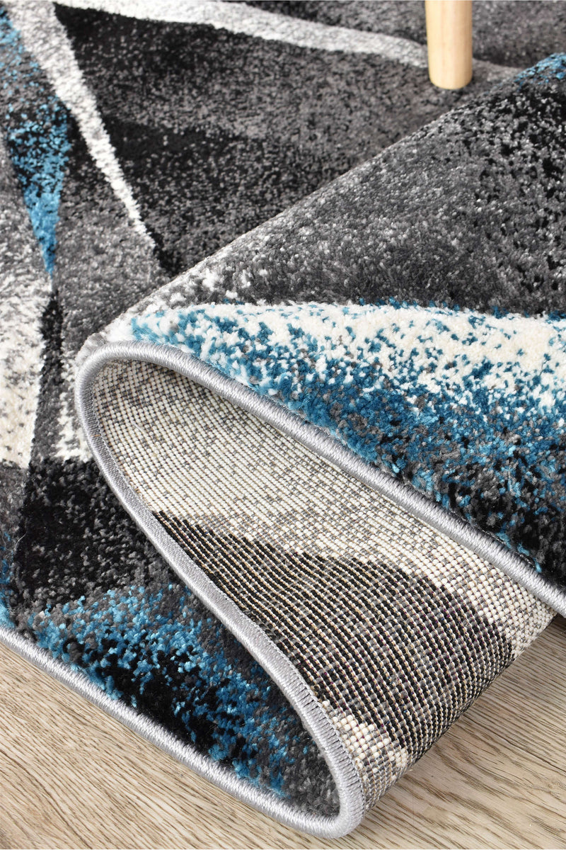 Medieval Archaic Grey Turquoise Runner Rug