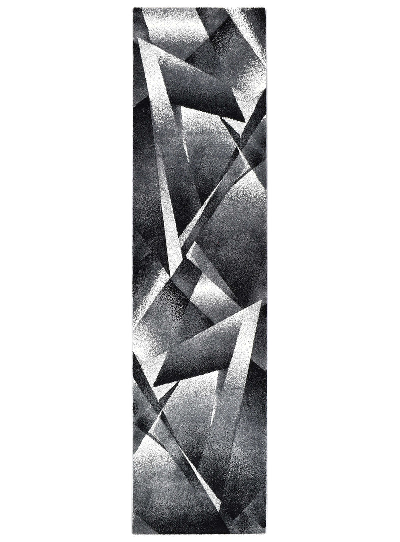 Medieval Archaic Light Grey Dark Grey Runner Rug