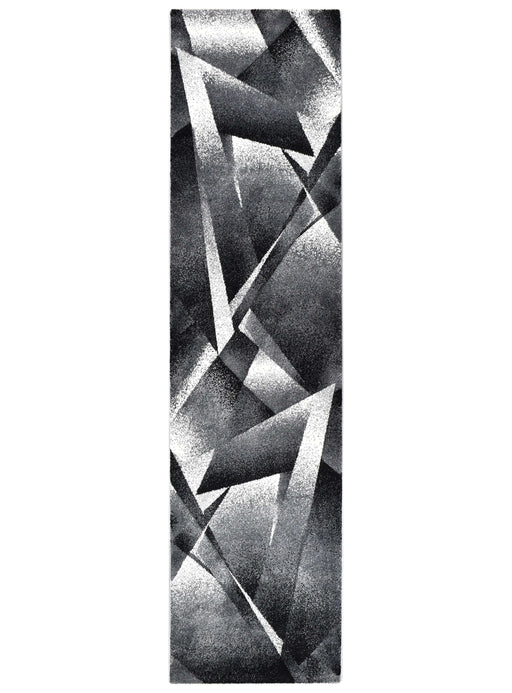 Medieval Archaic Light Grey Dark Grey Runner Rug