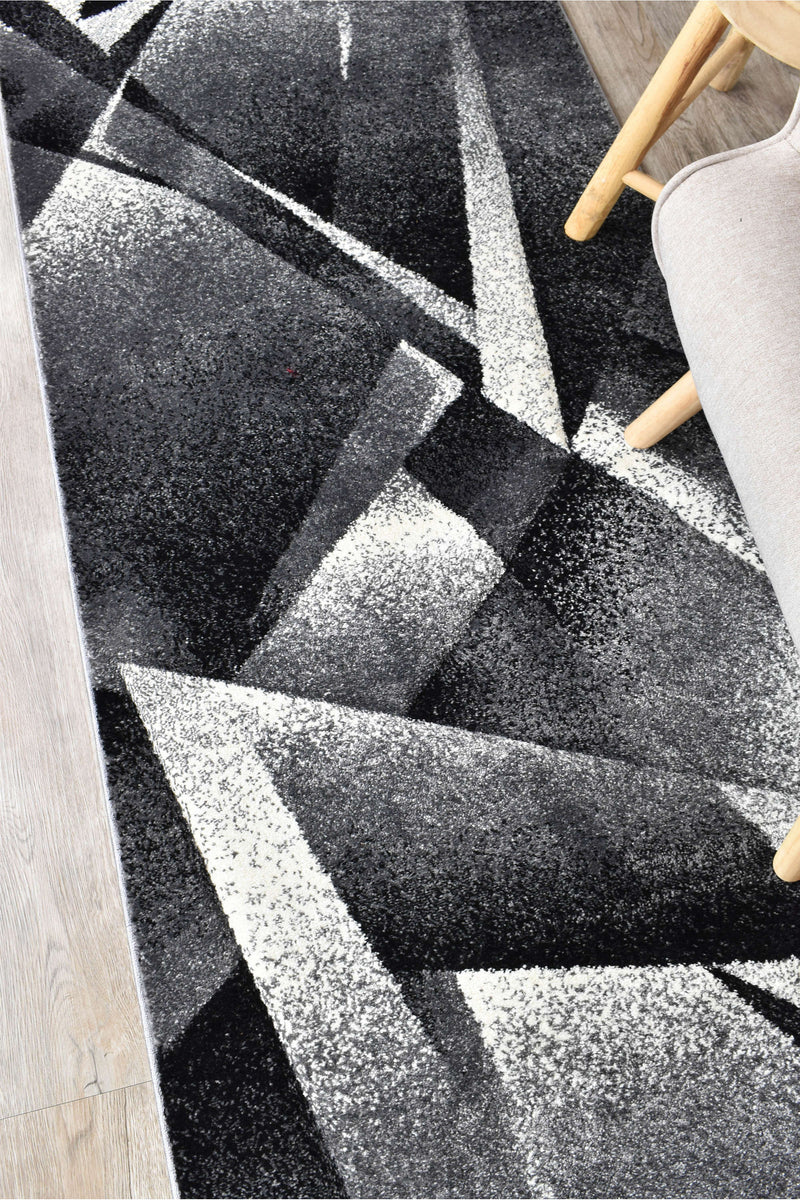 Medieval Archaic Light Grey Dark Grey Runner Rug