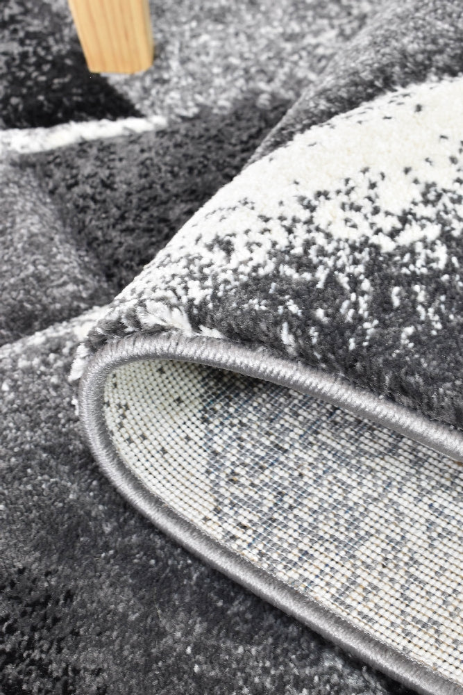 Medieval Archaic Light Grey Dark Grey Rug