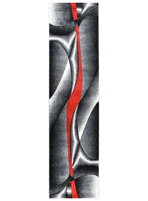Medieval Antique Grey Red Runner Rug