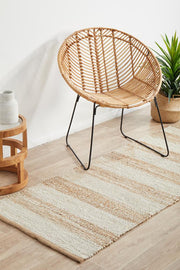 Nootka Strip Natural White Runner Rug