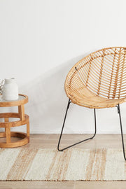 Nootka Strip Natural White Runner Rug