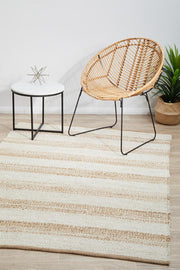 Nootka Strip Natural White Rug