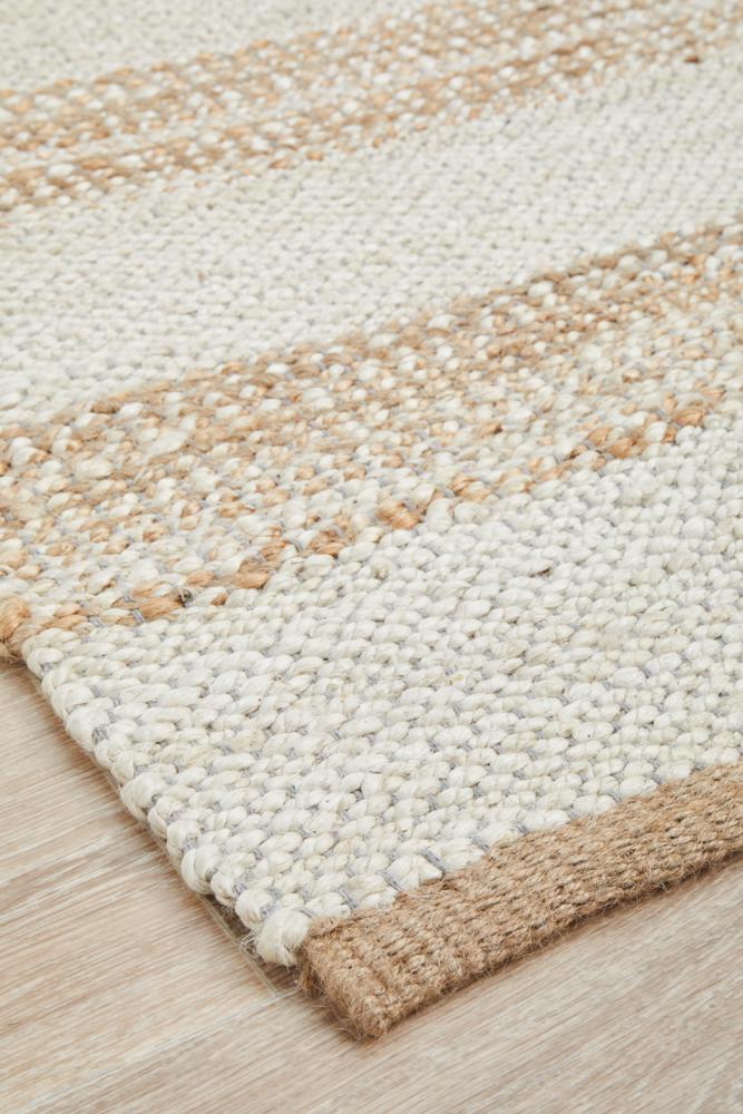 Nootka Strip Natural White Rug