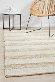 Nootka Strip Natural White Rug
