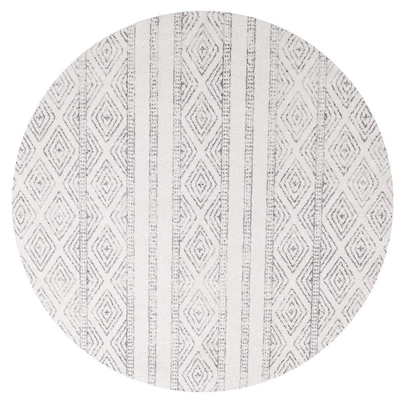 Gynama White And Grey Tribal Round Rug