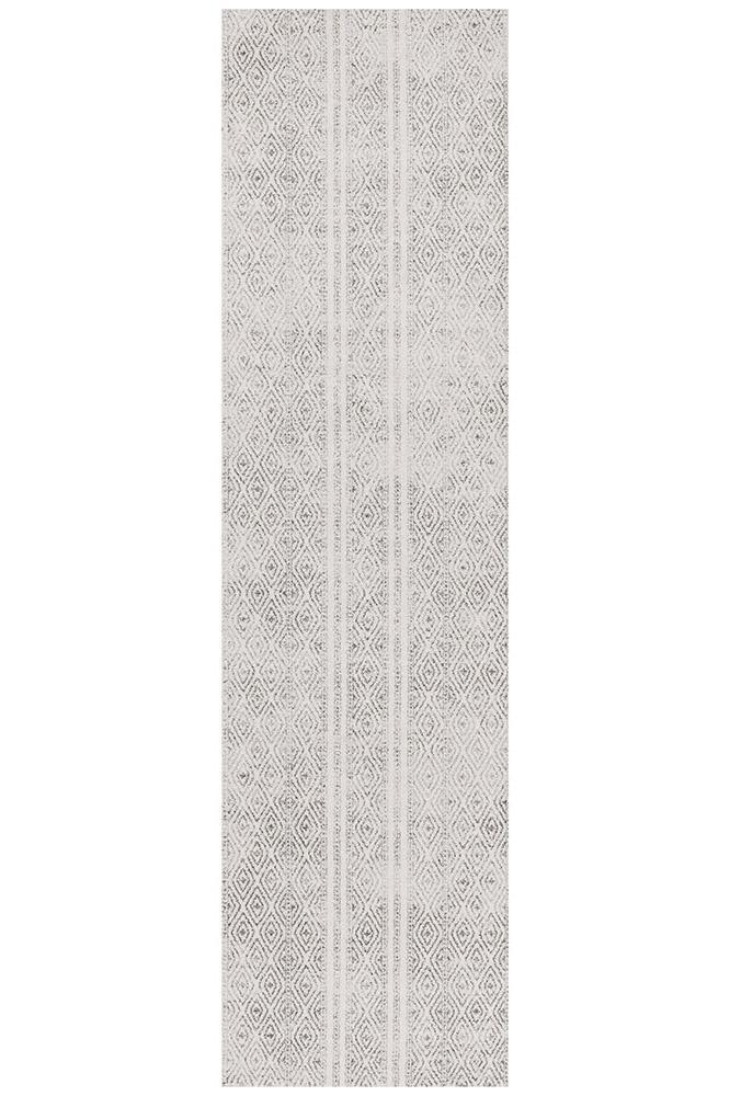 Gynama White And Grey Tribal Rug