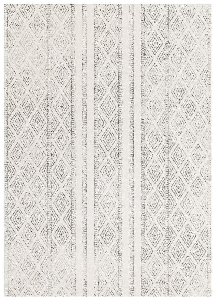 Gynama White And Grey Tribal Rug