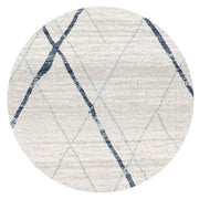 Gynama White Blue Contemporary Round Rug
