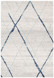 Gynama White Blue Contemporary Runner Rug