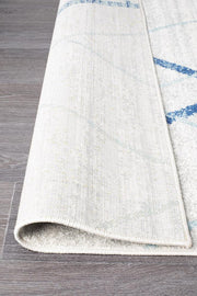 Gynama White Blue Contemporary Runner Rug