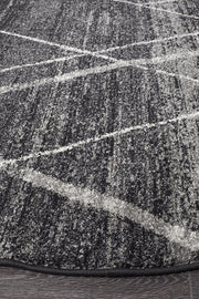 Gynama Charcoal Contemporary Round Rug