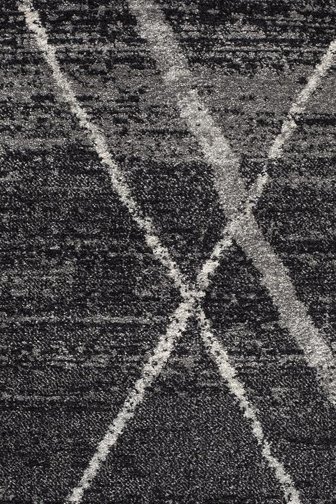 Gynama Charcoal Contemporary Round Rug