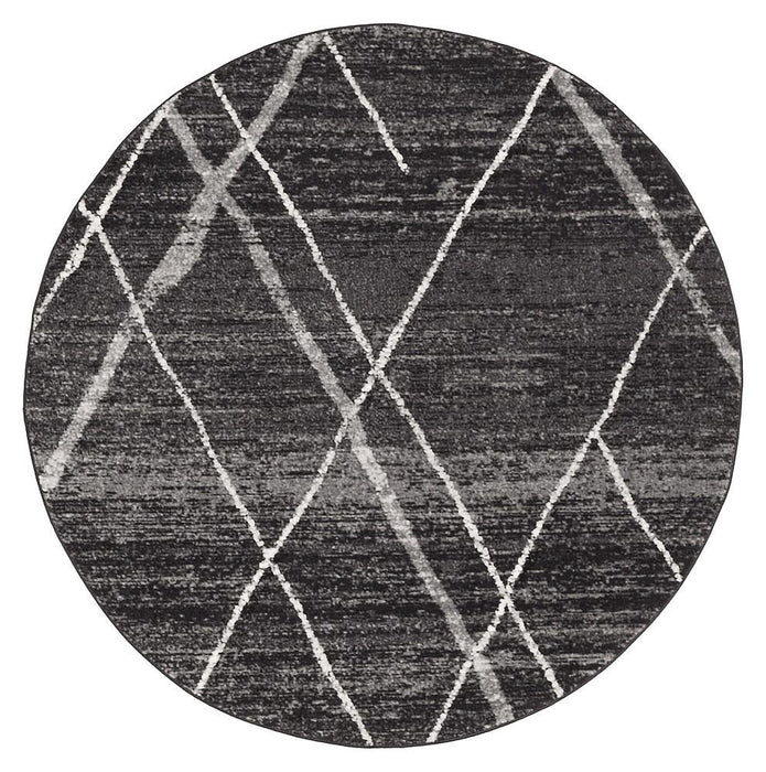 Gynama Charcoal Contemporary Round Rug