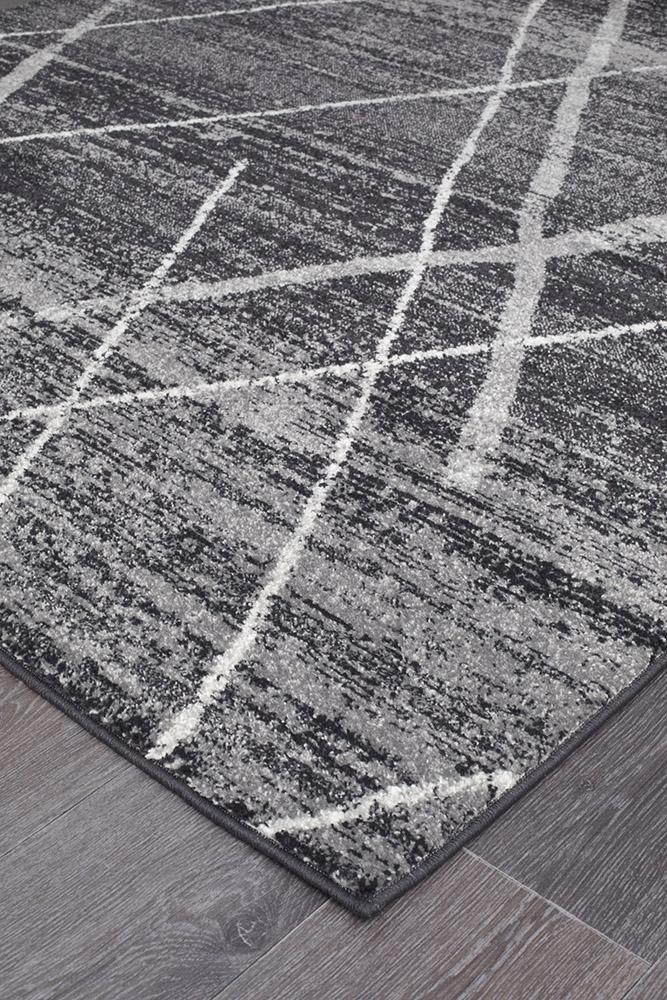 Gynama Charcoal Contemporary Runner Rug