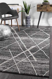 Gynama Charcoal Contemporary Runner Rug