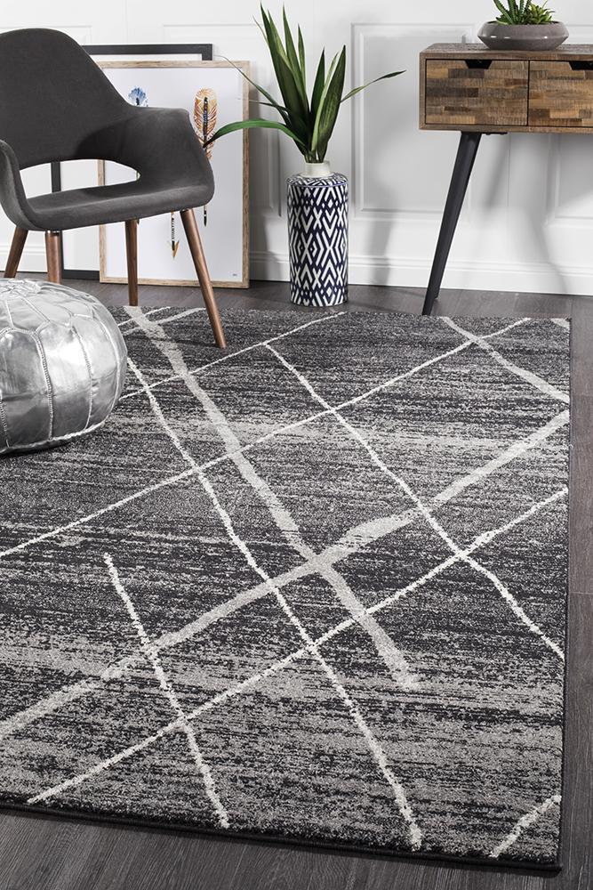 Gynama Charcoal Contemporary Runner Rug