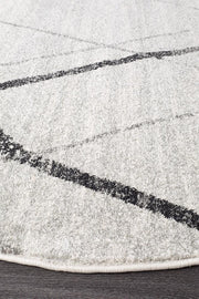 Gynama White Grey Contemporary Round Rug