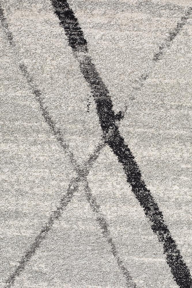 Gynama White Grey Contemporary Round Rug