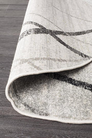 Gynama White Grey Contemporary Round Rug