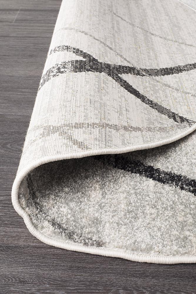 Gynama White Grey Contemporary Round Rug