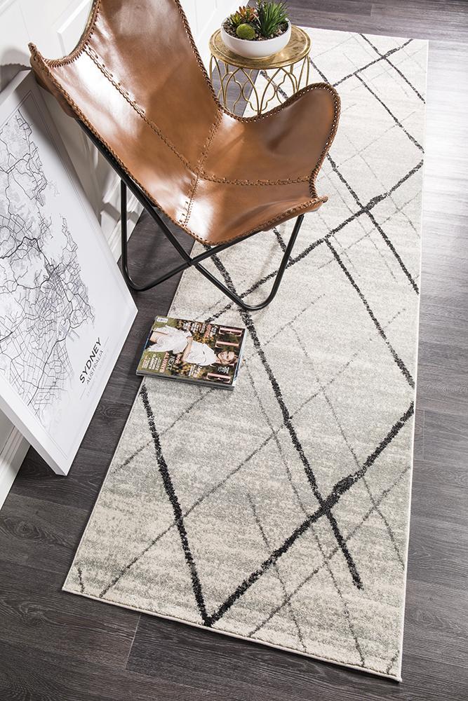 Gynama White Grey Contemporary Rug