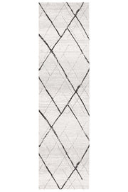 Gynama White Grey Contemporary Runner Rug