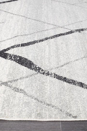 Gynama White Grey Contemporary Runner Rug